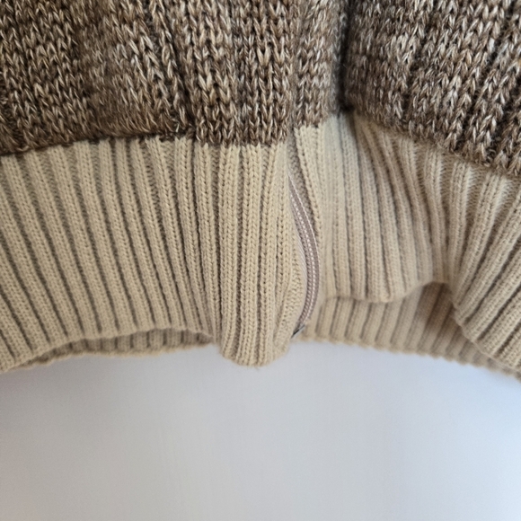 CARDIGAN SWEATER MENS BROWN TAN KNIT ZIPPER CLOSURE (XL) - Picture 5 of 10